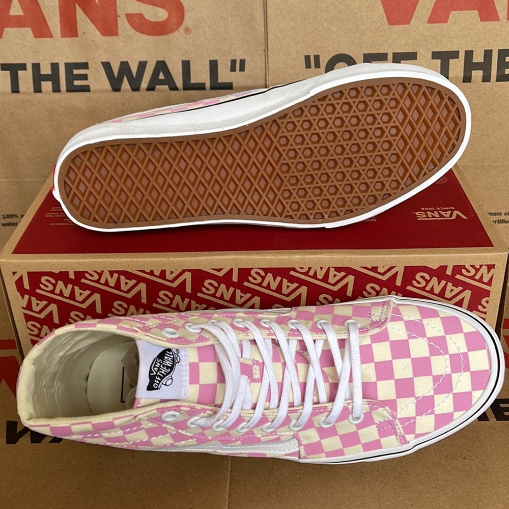 Vans Sk8-Hi Tapered Checkerboard Fchsapk/True White sneakers Men’s - Picture 4 of 16